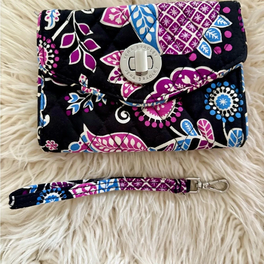 Vera Bradley Alpine Floral Your Turn Lock Wristlet Travel Smartphone RFID Wallet - Picture 3 of 11